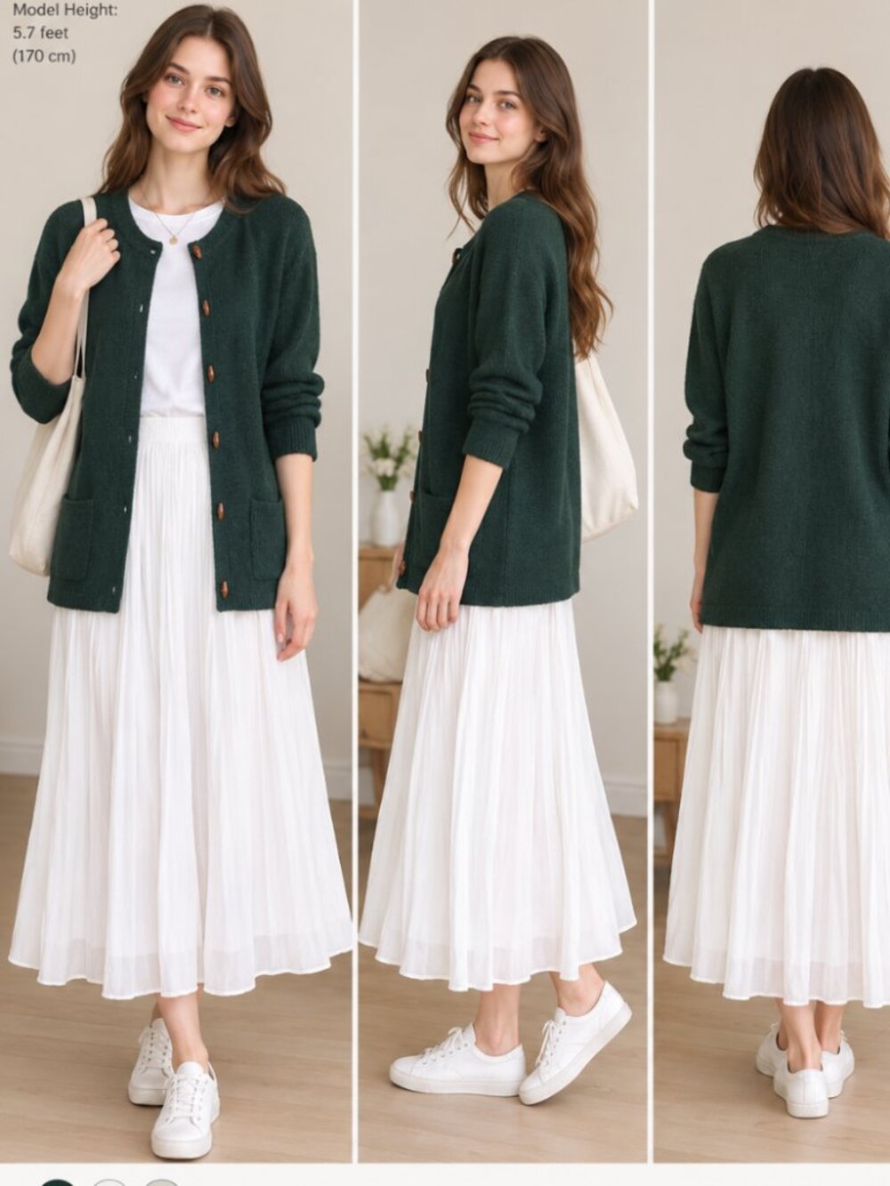 VTG Russ Australia Green Toggle button Long wool Cardigan Sz Large